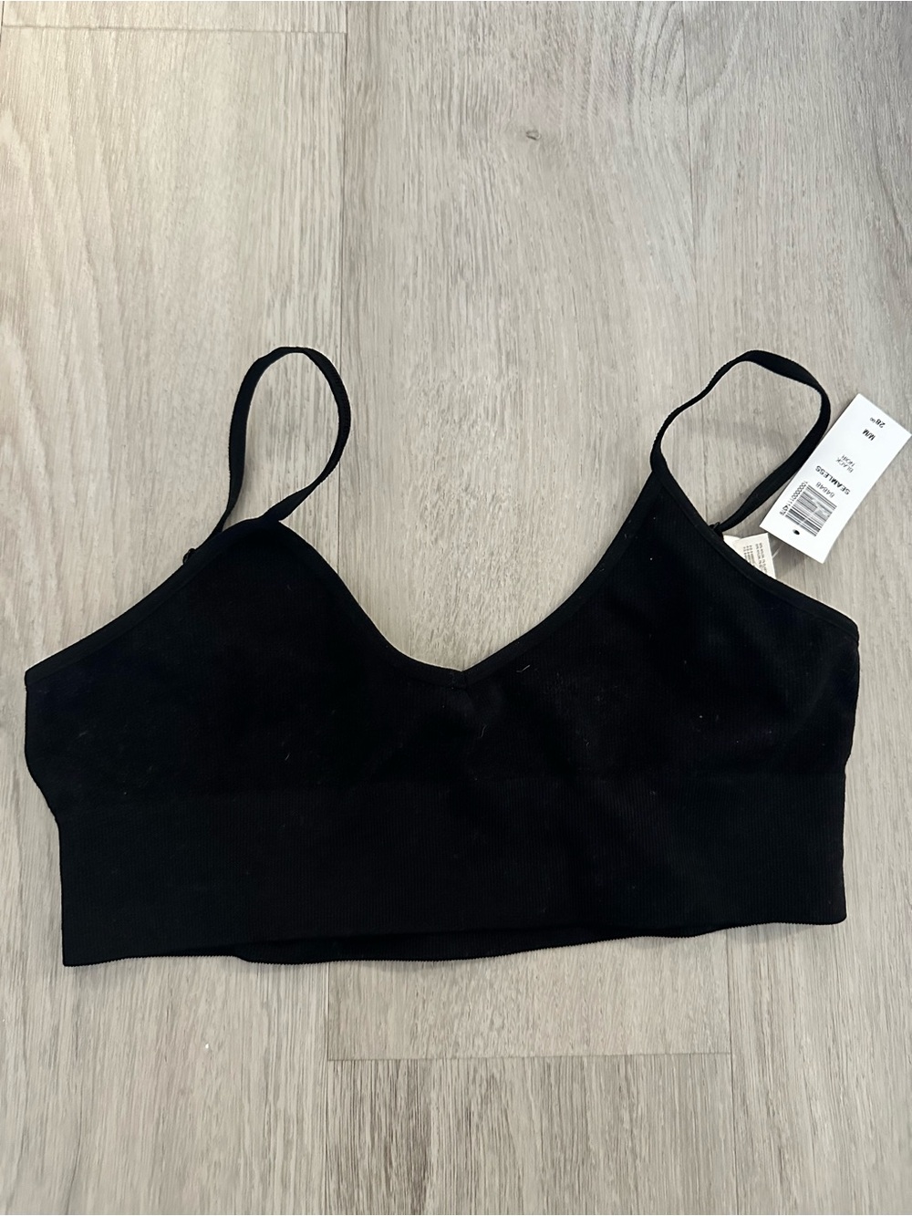 Aritzia Black Ribbed Bandeau Bralette